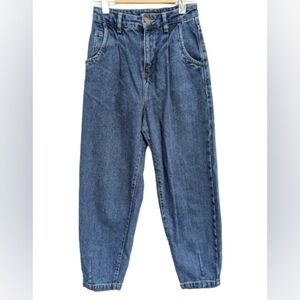 Zara Medium Blue High-Waist Mom Jeans – Relaxed Vintage Tapered Fit size 0